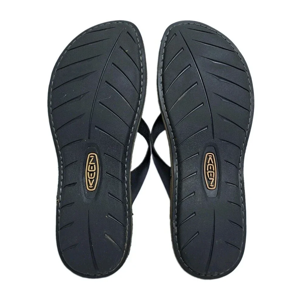 Keen Black Leather Sandals Womens Size 7.5 Beach Pool Flip Flops 1010283